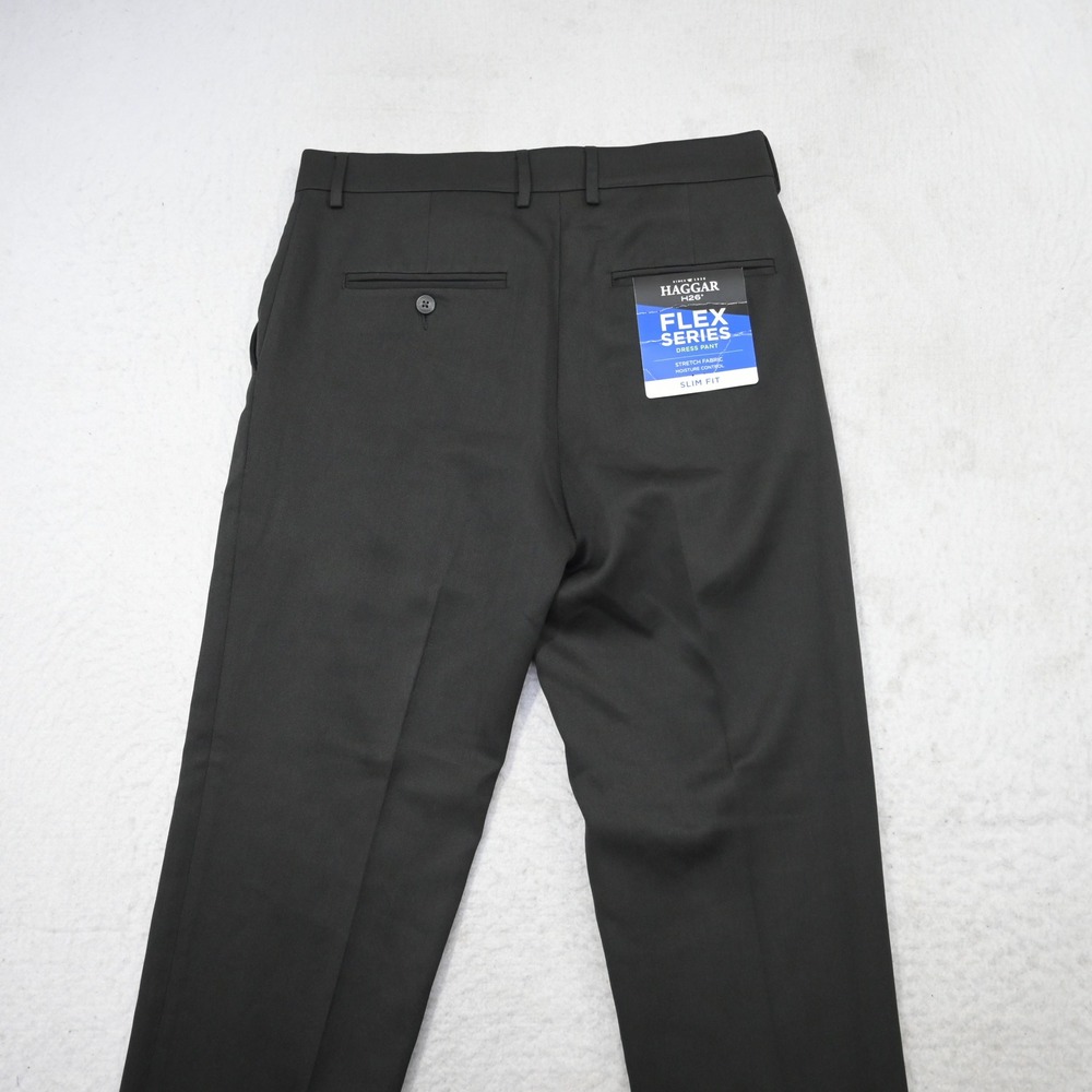 Haggar H26 Flex Series Mens 30x30 NEW Slim Fit Black Stretch Urban Heather Pant - Picture 8 of 9